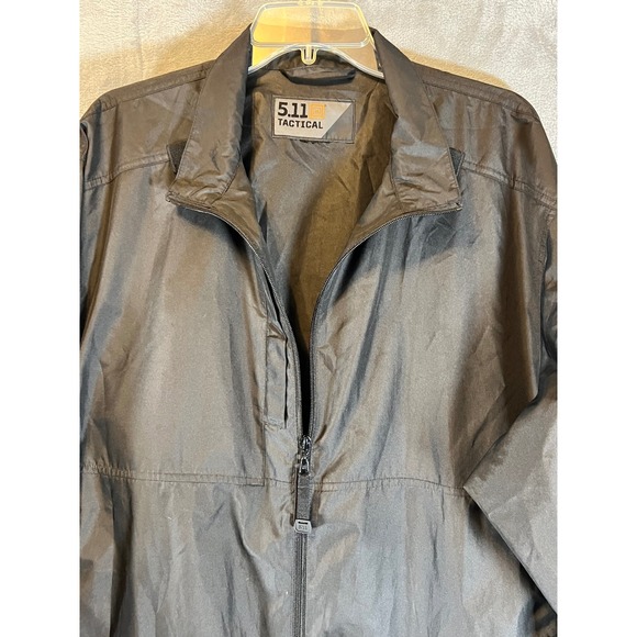 5.11 Tactical Black Windbreaker Jacket Men's L Full Zip Lightweight Nylon Shell - Picture 2 of 5